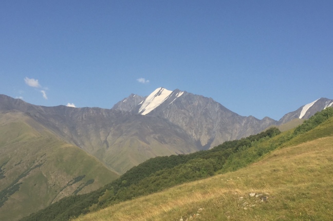 Snow-capped Mount Tebulos on the Georgia-Chechnya border 